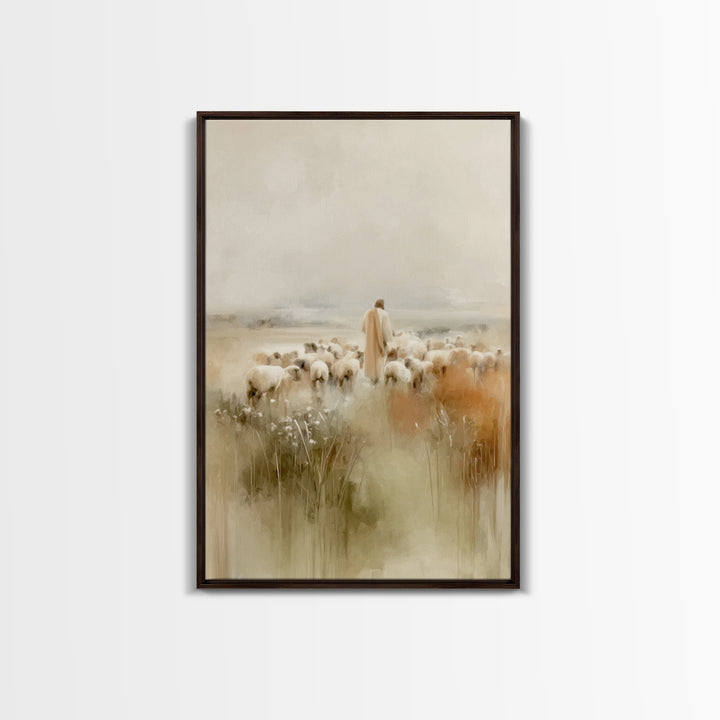 Graceful Guidance – Framed Canvas Print – Christian Art Canvas – Christian Wall Art – Minimalist Christian Art – Jesus Painting – Christian