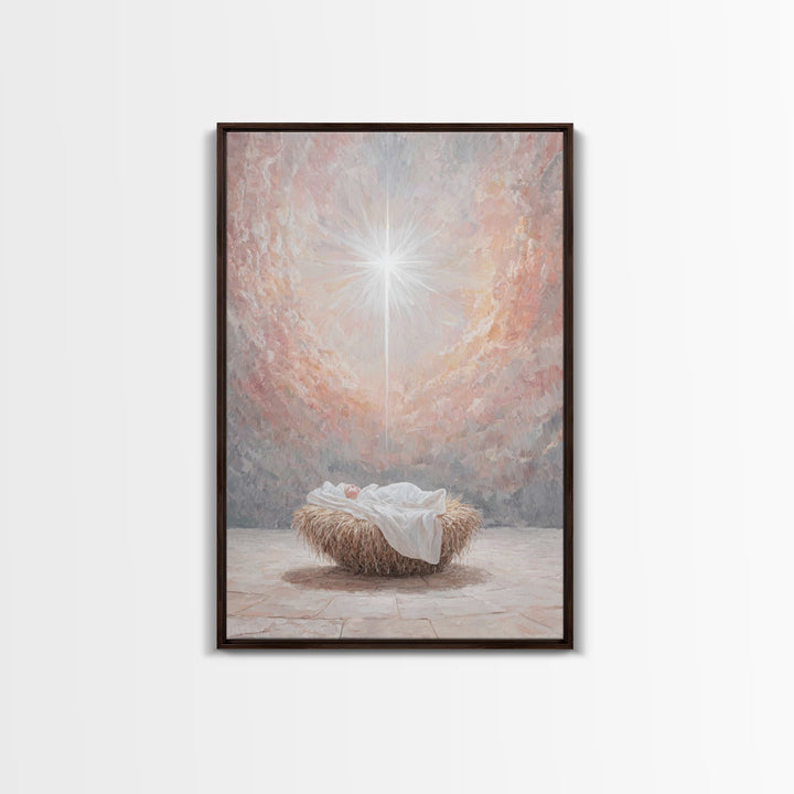 Dawn Of Grace – Framed Canvas Print – Christian Christmas Art – Christian Wall Art – Jesus Painting – Christmas Art – Christian Art Canvas