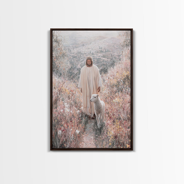 Garden of Light – Framed Canvas Print – Jesus Painting – Christian Wall Art – Christian Art Print – Christian Christmas Art