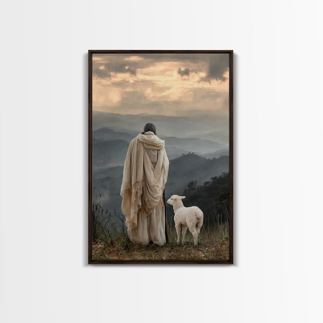 Hillside Reverence – Framed Canvas Print – Christian Wall Art – Christian Art Canvas – Jesus Painting – Moody Christian Art