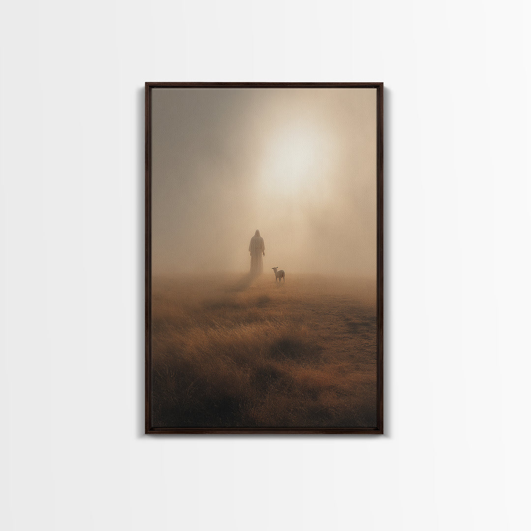 Golden Quiet Path – Framed Canvas Print – Christian Painting – Christian Art Canvas – Christian Wall Art – Subtle Christian Paintings