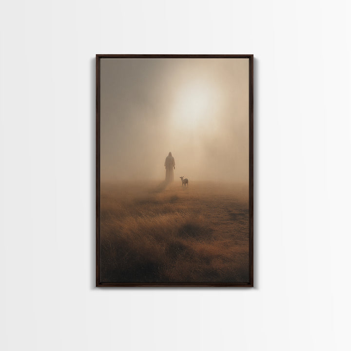 Golden Quiet Path – Framed Canvas Print – Christian Painting – Christian Art Canvas – Christian Wall Art – Subtle Christian Paintings