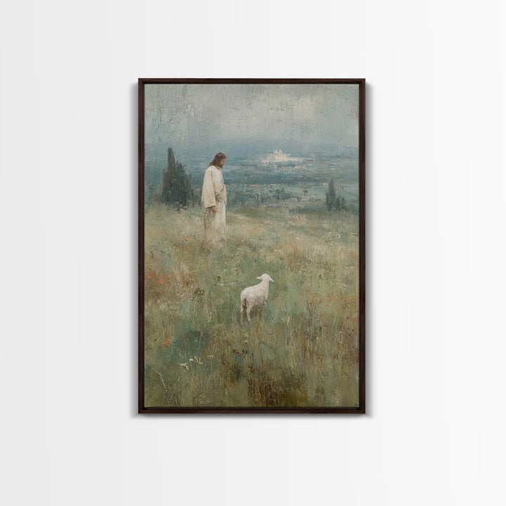 Valley of Stillness – Framed Canvas Print – Christian Wall Art – Christian Art Print – Jesus Painting – Vintage Christian Art