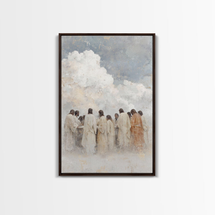 Sacred Gathering – Framed Canvas Print – Jesus Painting – Christian Art Canvas – Christian Wall Art – Modern Christian Art – Christmas Art