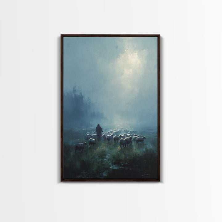 Dawn Shepherd | Framed Canvas Print | Moody Christian Art | Christian Wall Art | Christian Art Canvas | Jesus Painting | Large Christian Pa