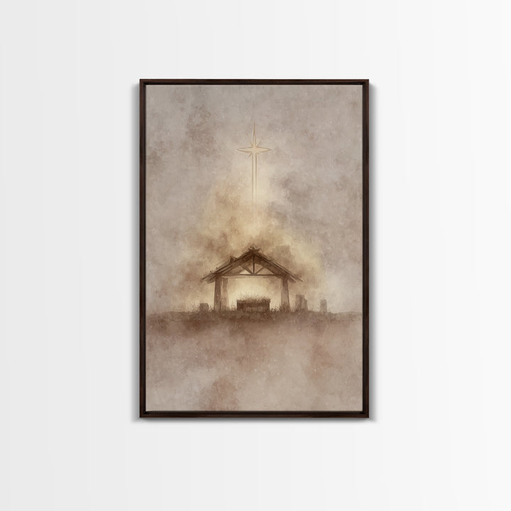 Holy Star | Framed Canvas Print | Christmas Wall Art | Christian Christmas Art | Christmas Art Prints | Christian Art Canvas | Modern Chris