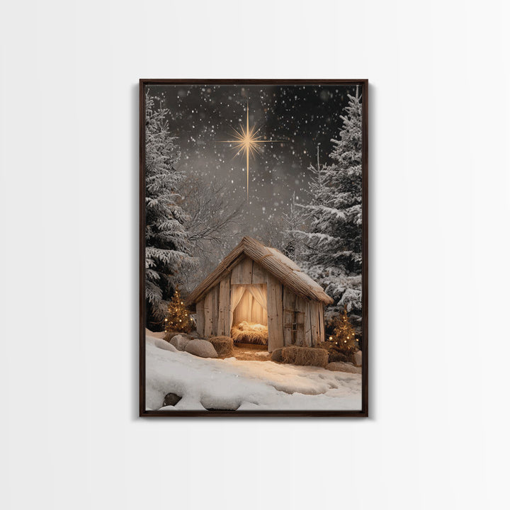 Silent Winter Nativity – Framed Canvas Print – Christian Art Canvas – Christian Christmas Art – Christian Wall Art – Christian Art – Jesus