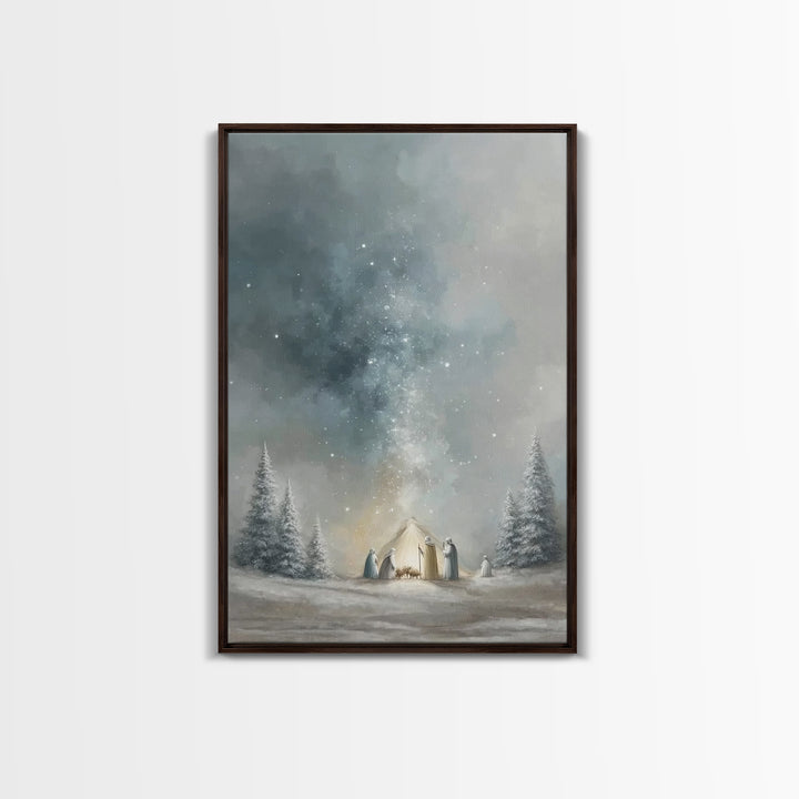 Guiding Star Arrival – Framed Canvas Print – Christian Wall Art – Jesus Painting – Christian Christmas Art – Christian Art Canvas – Christi