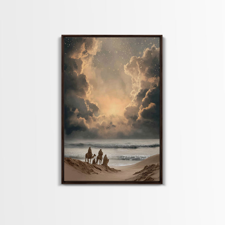 Desert Star Journey – Framed Canvas Print – Christian Wall Art – Christian Art Canvas – Christian Christmas Art – Jesus Painting – Christia