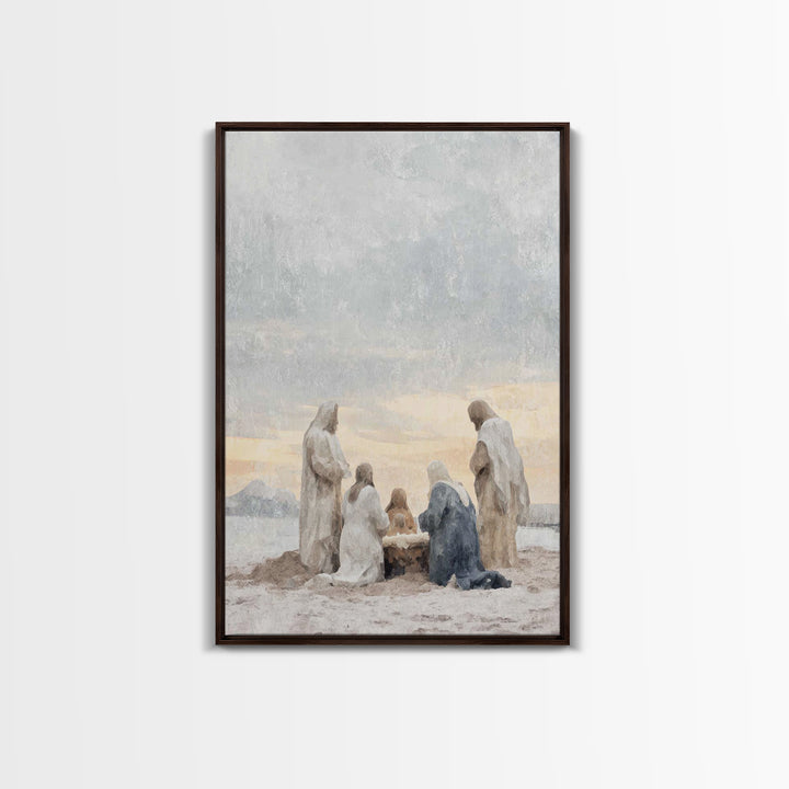 Dawn Of Adoration – Framed Canvas Print – Christian Art Canvas – Christian Art – Jesus Painting – Christian Christmas Art – Christian Wall