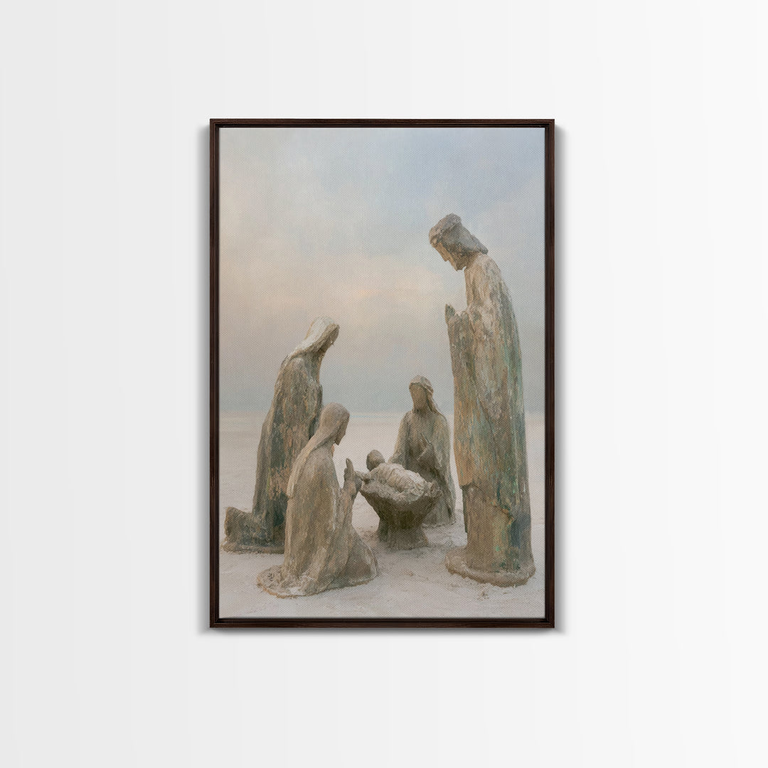 Humble Birth Scene – Framed Canvas Print – Jesus Painting – Christian Art – Christian Art Canvas – Christian Christmas Art – Christian Wall