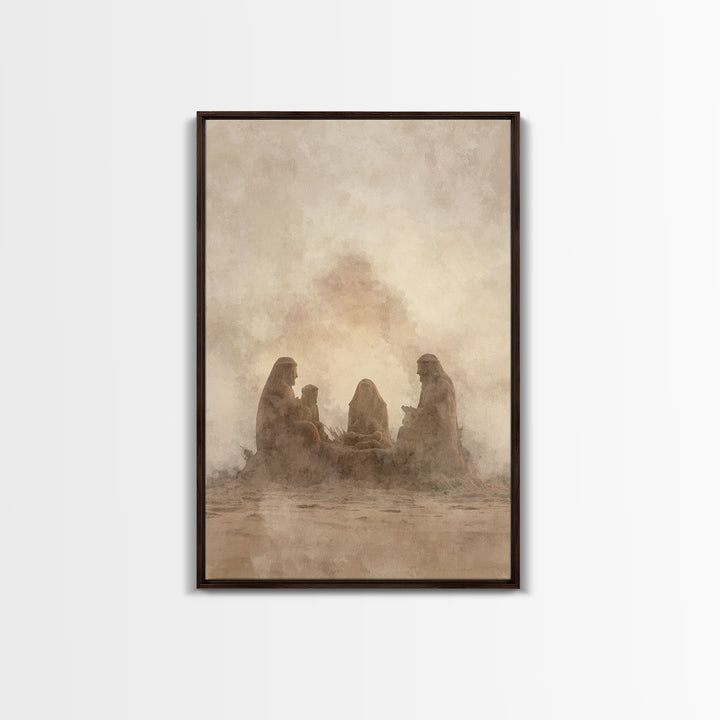 Sacred Sand Gathering – Framed Canvas Print – Christian Art – Christian Christmas Art – Christian Wall Art – Christian Art Canvas – Jesus P