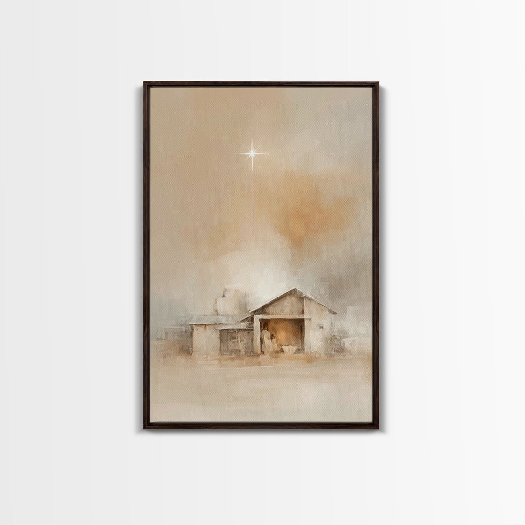 Bethlehem Quiet Light – Framed Canvas Print – Christian Wall Art – Christmas Canvas Wall Art – Christian Art Work – Jesus Christmas Art – C