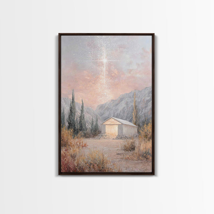Blessed Shelter Star – Framed Canvas Print – Christian Art – Christmas Wall Art – Jesus Painting Canvas – Christian Christmas Art – Modern