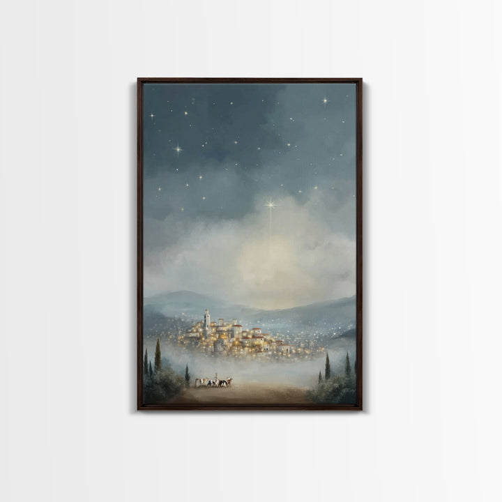Bethlehem Star – Framed Canvas Print – Christmas Wall Art – Christian Christmas Art – Christian Art Canvas – Vintage Christmas Art
