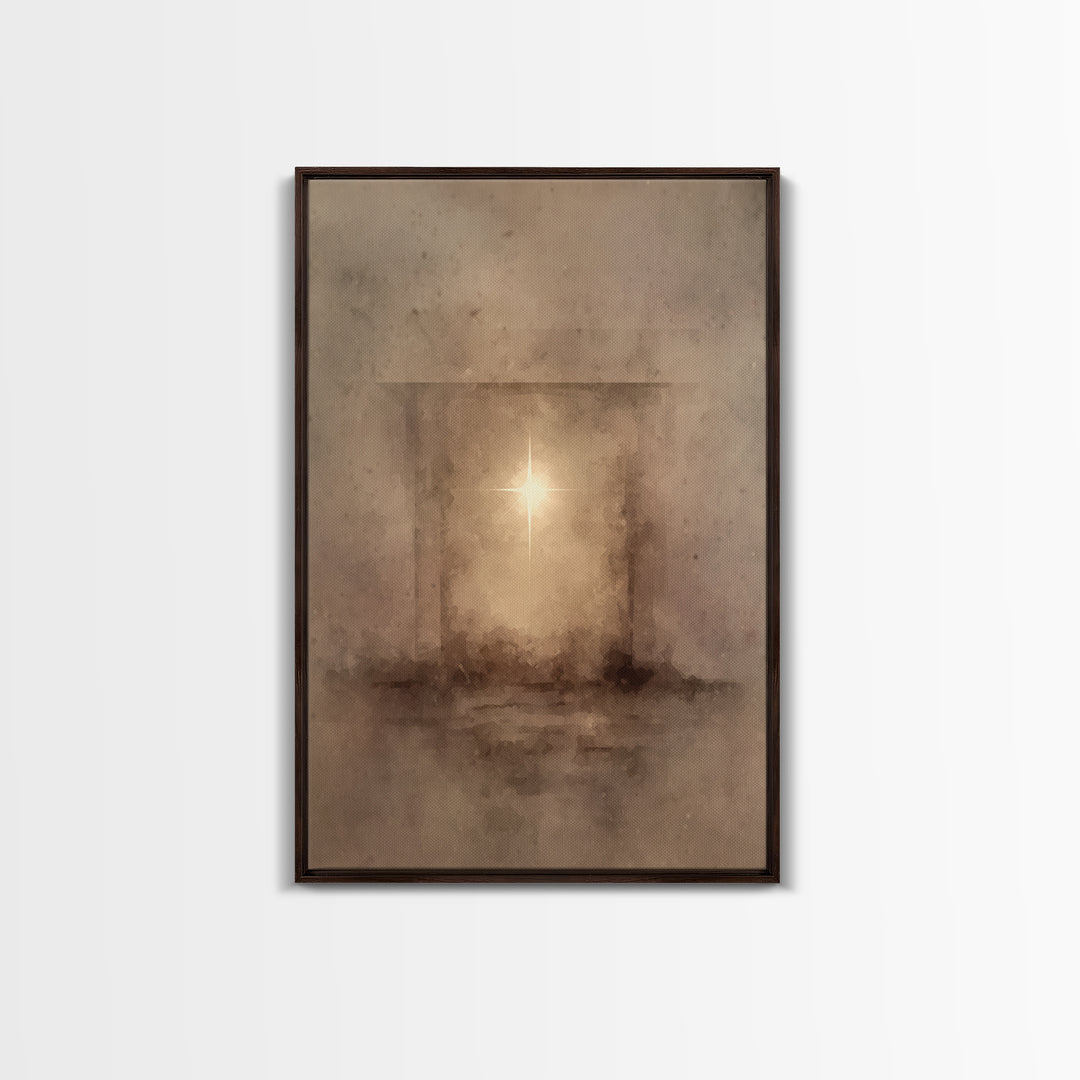 Heavenly Birth Glow – Framed Canvas Print – Christian Art Canvas – Christmas Art Framed – Christian Wall Art – Jesus Christmas Art – Christ