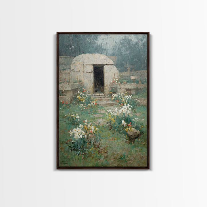 Sanctuary Bloom, Framed Canvas Print, Christian Art Painting, Christian Wall Art, Jesus Canvas Art, Vintage Christian Art