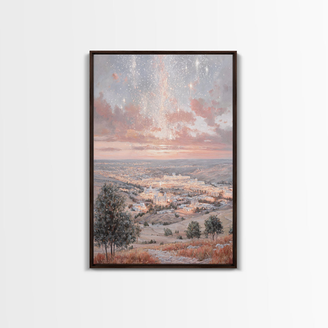 Starry Promise – Framed Canvas Print – Christian Christmas Decor – Christian Art Canvas – Moody Christmas Art – Christian Wall Art