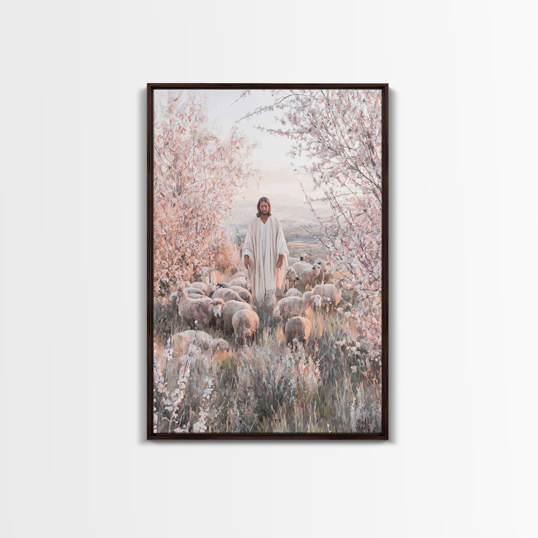 Gentle Shepherd – Framed Canvas Print – Christian Wall Art – Jesus Painting – Christian Art Canvas – Christian Home Decor