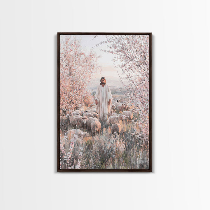 Gentle Shepherd – Framed Canvas Print – Christian Wall Art – Jesus Painting – Christian Art Canvas – Christian Home Decor