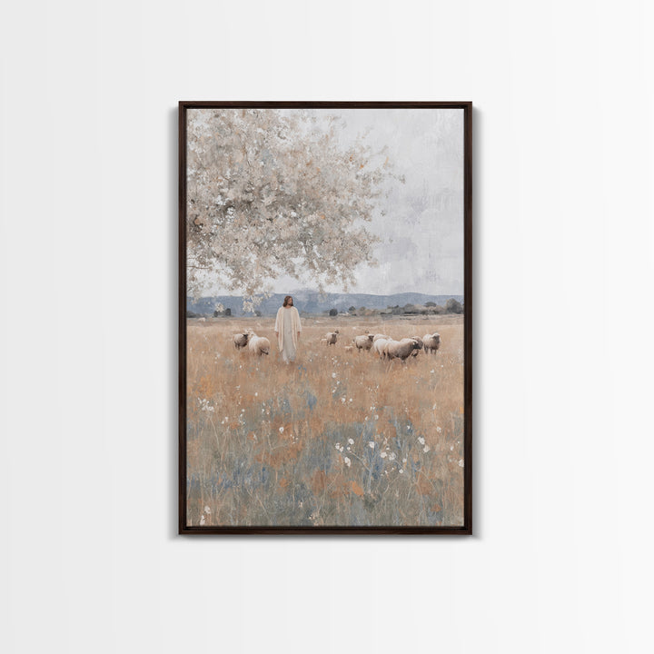 Fields Of Grace, Framed Canvas Print, Christian Wall Art, Jesus Painting, Christian Art Canvas, Subtle Christian Art