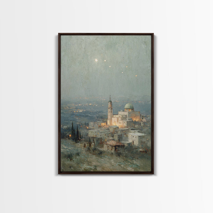 Radiant Bethlehem – Framed Canvas Print – Christian Art Print – Framed Christmas Art – Christian Wall Art – Christmas TV Art