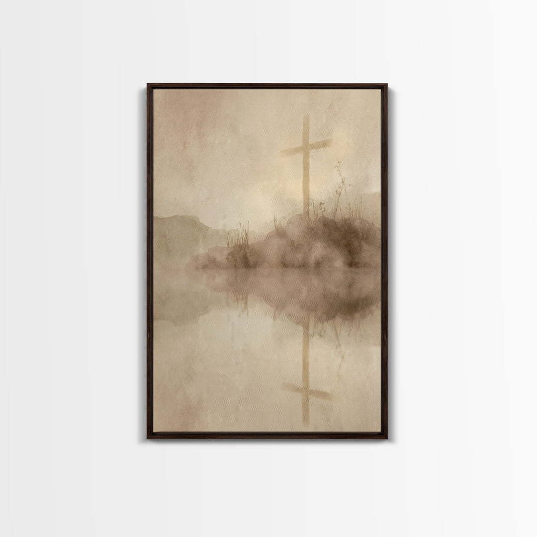 Sacred Hill Cross – Framed Canvas Print – Christian Wall Art – Christian Art Canvas – Vintage Christian Art – Christian Gift – Christian De