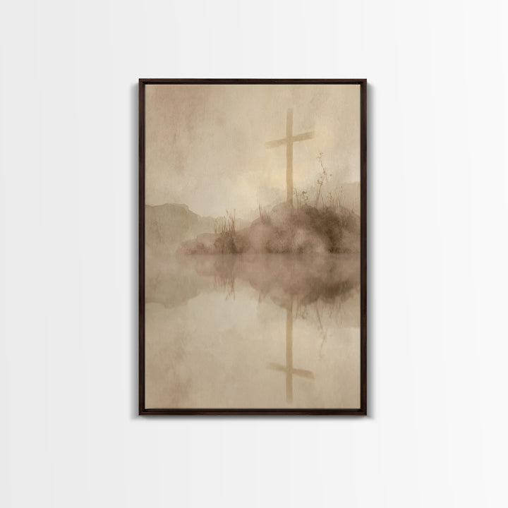 Sacred Hill Cross – Framed Canvas Print – Christian Wall Art – Christian Art Canvas – Vintage Christian Art – Christian Gift – Christian De