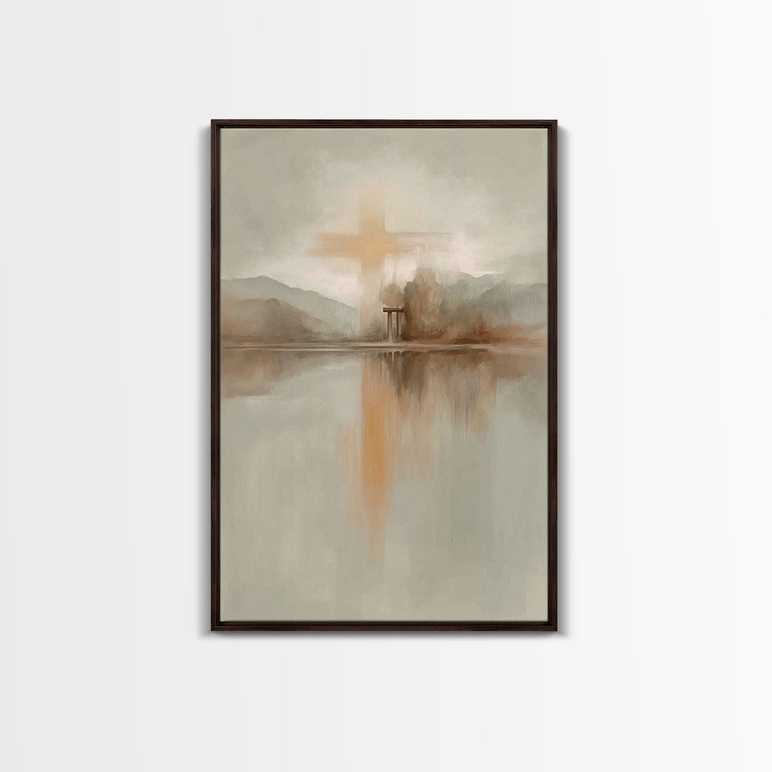 Radiant Hill Cross – Framed Canvas Print – Christian Wall Art – Christian Art Canvas – Minimalist Christian Art – Christian Art Print – Chr