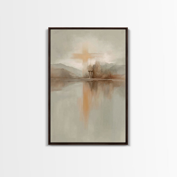 Radiant Hill Cross – Framed Canvas Print – Christian Wall Art – Christian Art Canvas – Minimalist Christian Art – Christian Art Print – Chr