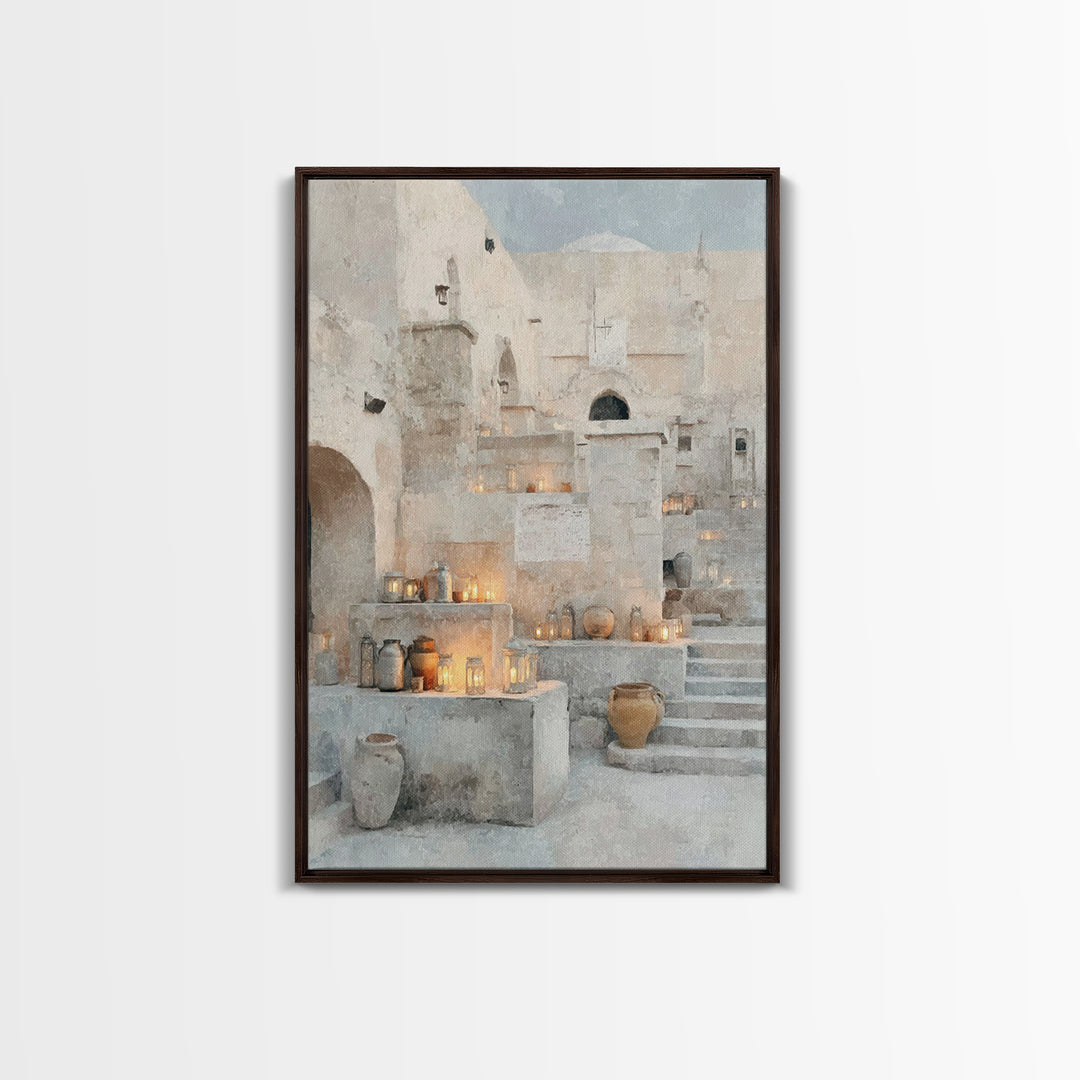 Bethlehem Lantern Court – Framed Canvas Print – Christian Christmas Art – Christmas Art Prints – Christian Wall Art – Christian Art Canvas
