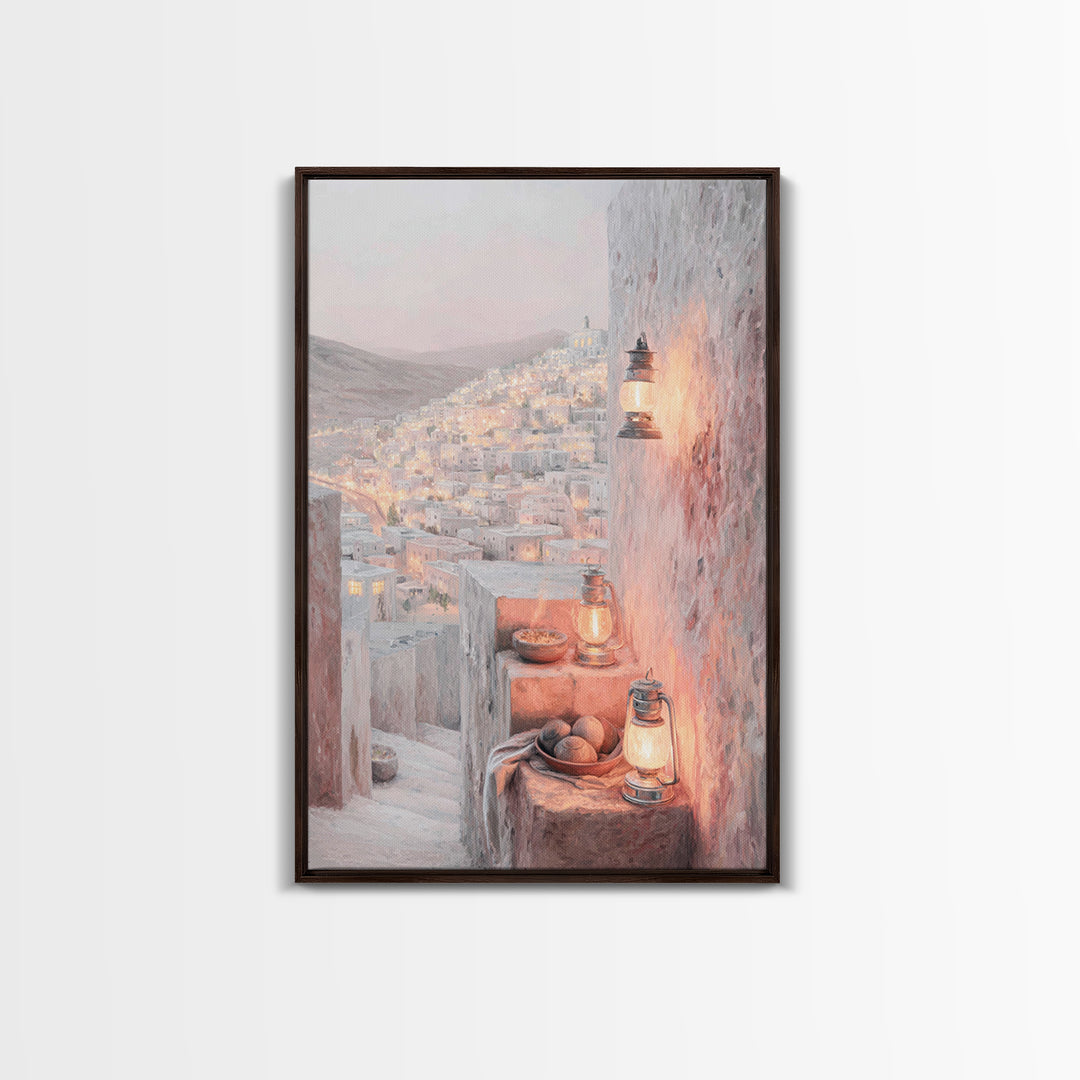 City Of Light – Framed Canvas Print – Christian Art Print – Christmas Wall Art – Christian Art Canvas – Christian Decor For Home – Christma