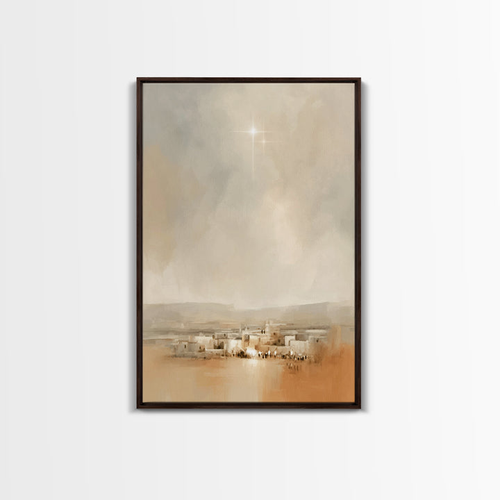 Bethlehem Glow – Framed Canvas Print – Christian Art Canvas – Christmas Wall Art – Christian Christmas Art – Minimalist Christian Art