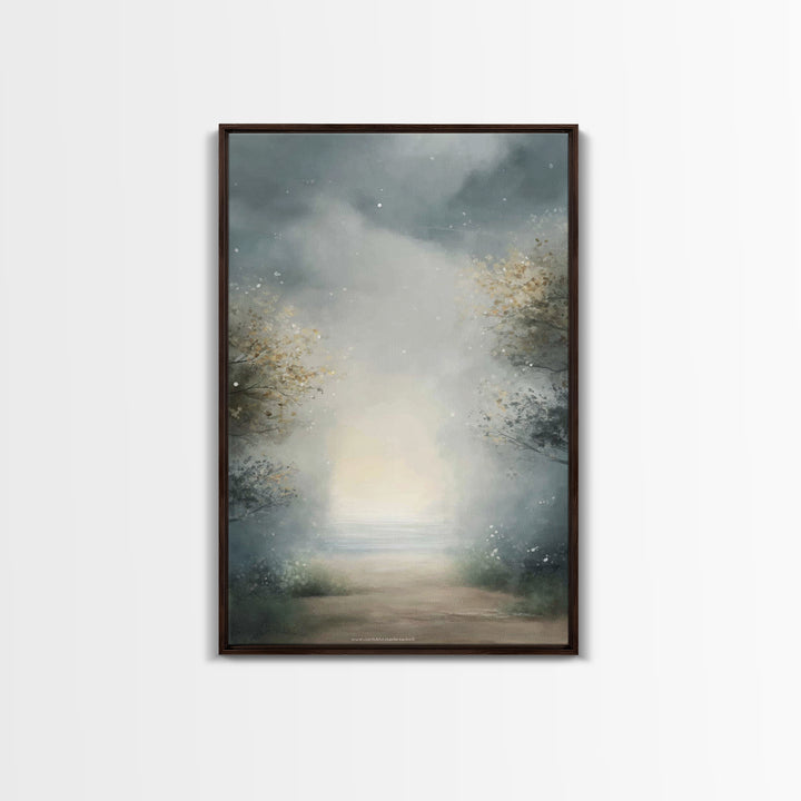 Heavenly Mist Escape, Framed Canvas Print, Christian Art Canvas, Christian Wall Art, Modern Christian Art, Subtle Christian Art, Christmas