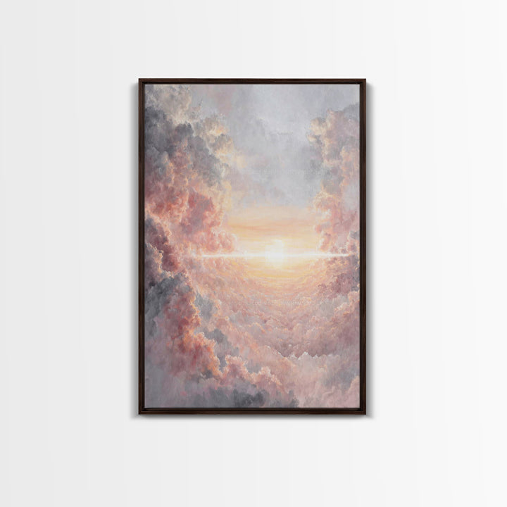 Celestial Sunrise Glow, Framed Canvas Print, Christian Art Canvas, Christian Christmas Art, Christian Wall Art, Large Christian Art, Subtle