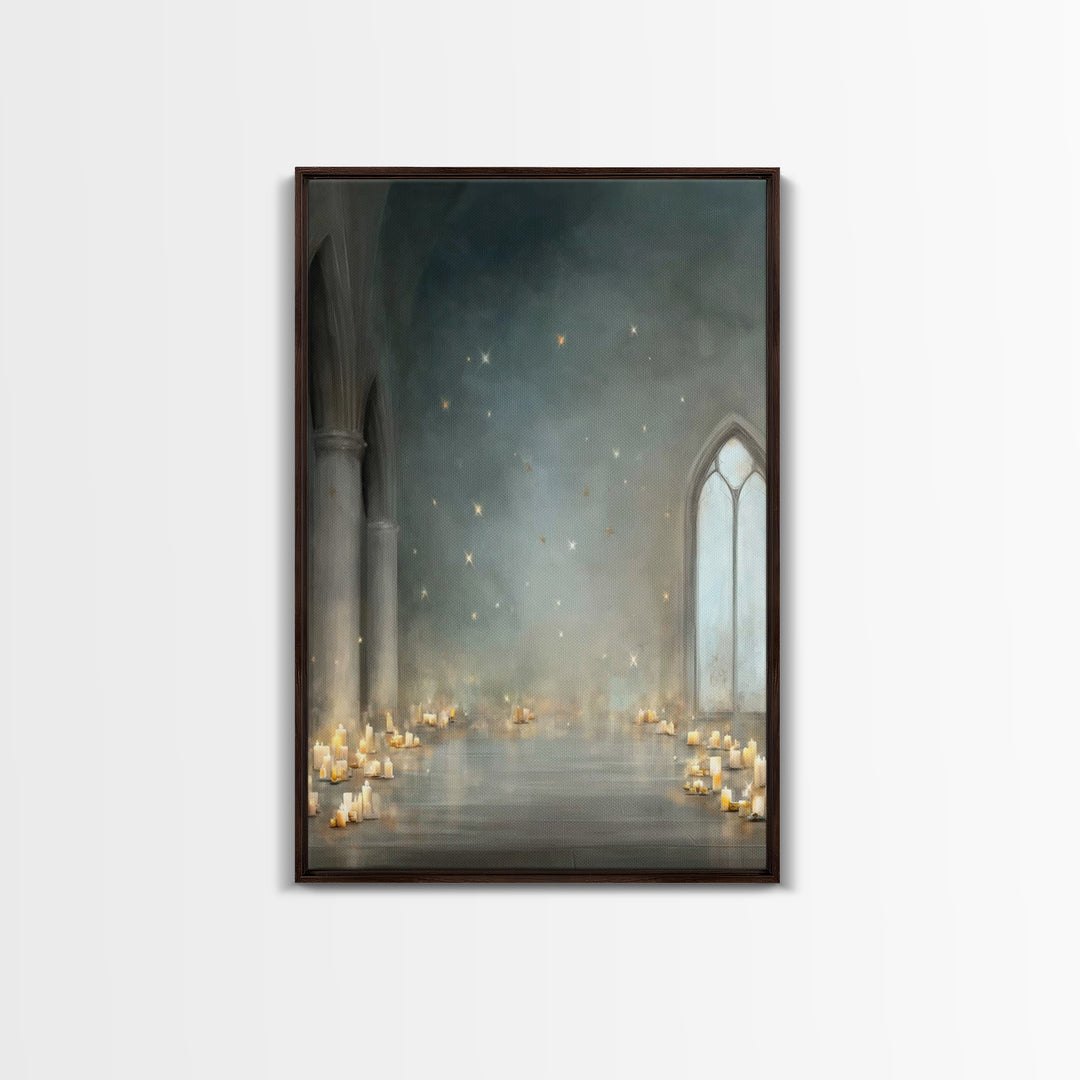 Star-Lit Chapel – Framed Canvas Print – Christian Art Canvas – Christian Decorations – Christian Wall Art – Modern Christian Art – Christma