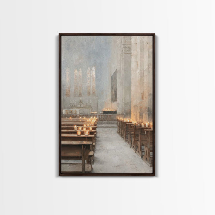 Candlelit Reverence, Framed Canvas Print, Christian Wall Art, Christian Art Work, Subtle Christian Paintings, Christian Decor For Home, Chr