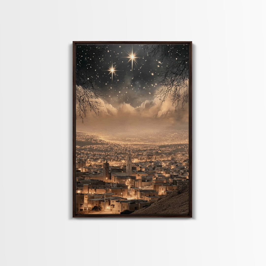 Silent Star – Framed Canvas Print – Christian Art Painting – Christmas Art Prints – Christian Wall Art – Subtle Christian Paintings