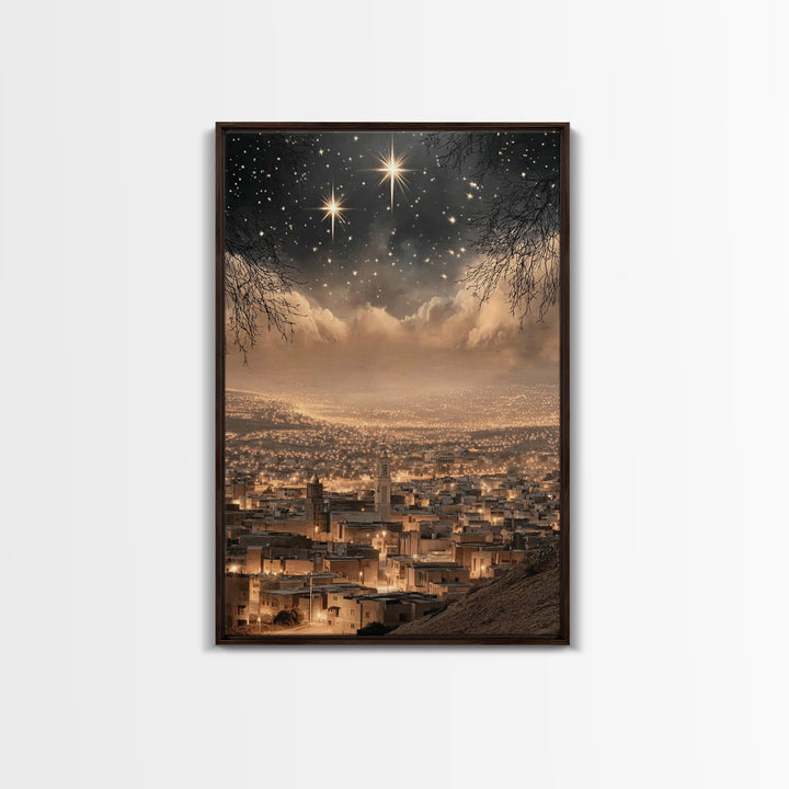 Silent Star – Framed Canvas Print – Christian Art Painting – Christmas Art Prints – Christian Wall Art – Subtle Christian Paintings