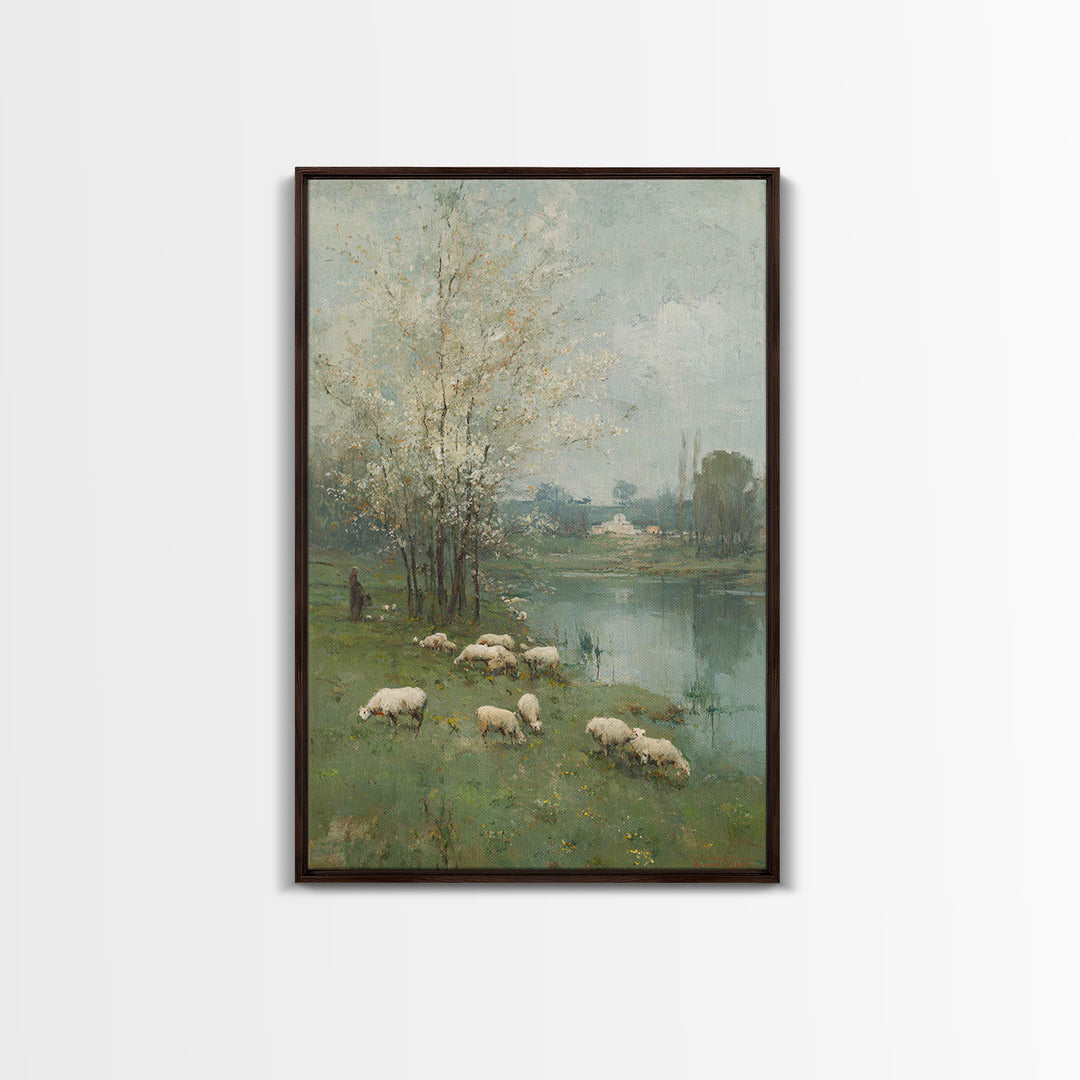Pastoral Spring Blessing | Framed Canvas Print | Christian Wall Art | Christian Art Canvas | Pastoral Scenery | Subtle Christian Art | Chri