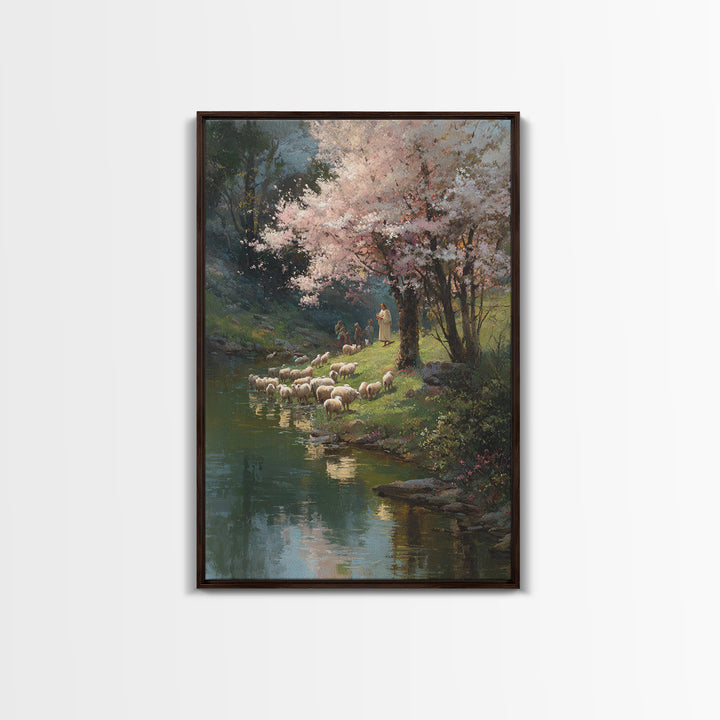 Blossoms Of Grace | Framed Canvas Print | Jesus Painting | Christian Wall Art | Christian Art Canvas | Christian Christmas Art