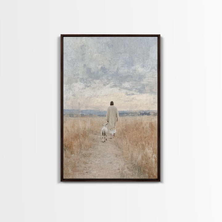 Shepherd’s Calm | Framed Canvas Print | Jesus Painting | Christian Art | Christian Wall Art | Moody Christian Art