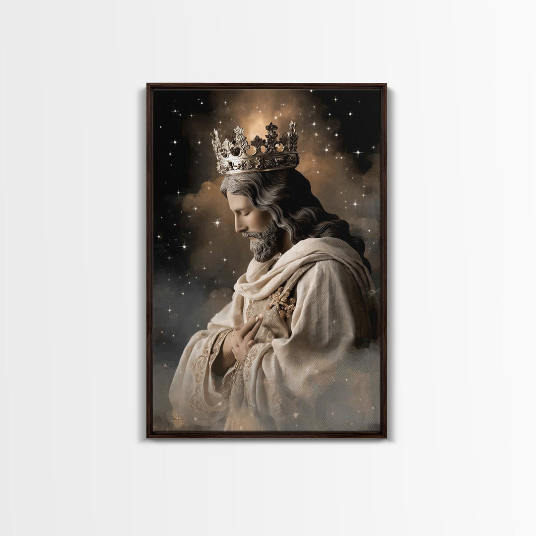 Celestial Shepherd King - Framed Canvas Print - Christian Wall Art - Jesus Painting - Christian Art Canvas - Christian Decor - Christmas Ar