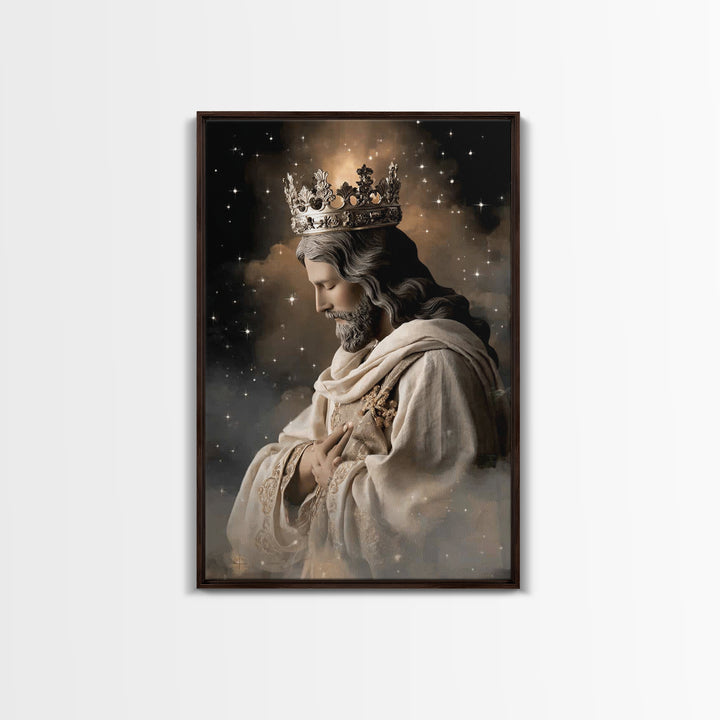 Celestial Shepherd King - Framed Canvas Print - Christian Wall Art - Jesus Painting - Christian Art Canvas - Christian Decor - Christmas Ar
