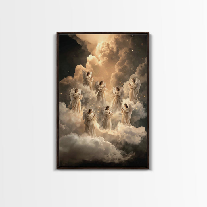 Celestial Gathering – Framed Canvas Print – Christian Wall Art – Vintage Christian Art – Christian Art Painting – Christian Gift Ideas – Ch