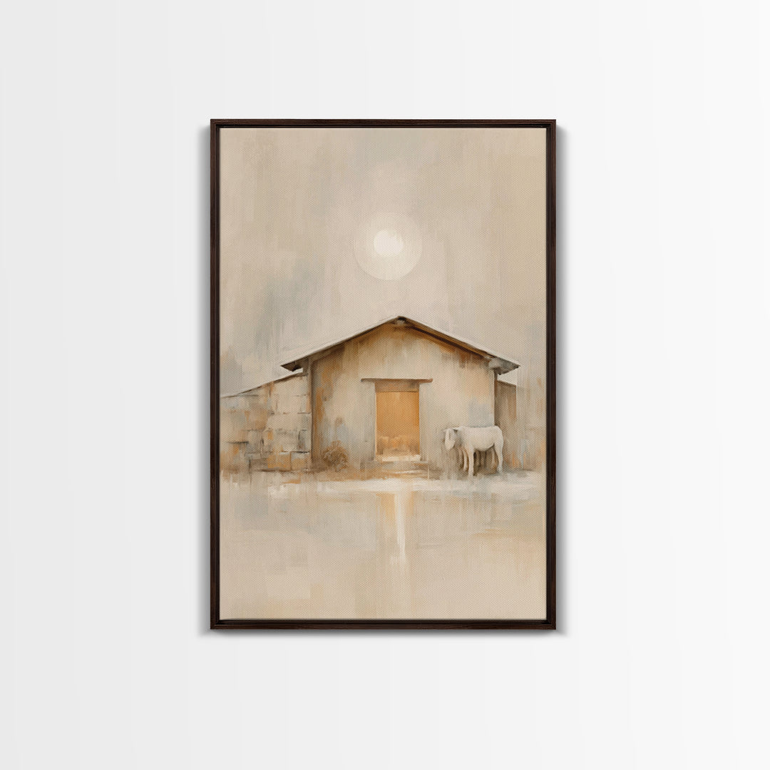 Morning Stable Grace – Framed Canvas Print – Christian Wall Art – Jesus Painting – Christian Art Canvas – Christmas Art – Christian Decor