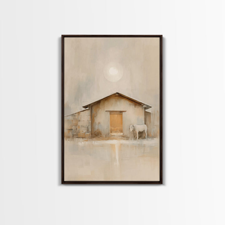 Morning Stable Grace – Framed Canvas Print – Christian Wall Art – Jesus Painting – Christian Art Canvas – Christmas Art – Christian Decor