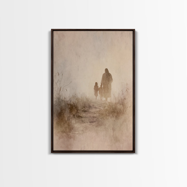 Evening Path Peace, Framed Canvas Print, Christian Art Canvas, Jesus Painting, Christian Wall Art, Christmas Art, Christian Gift