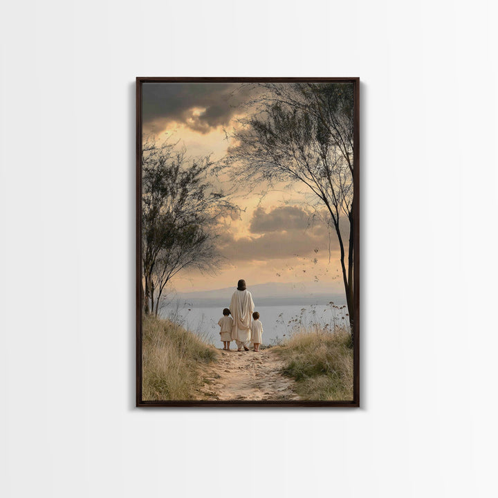 Twilight Shore Hope | Framed Canvas Print | Christian Wall Art | Christian Art Canvas | Jesus Painting | Christian Christmas Art | Christia