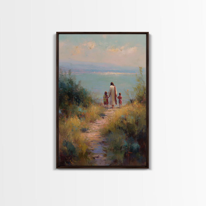 Wheatland Blessing, Framed Canvas Print, Christian Wall Art, Christian Art Canvas, Jesus Painting, Christian Decor, Christmas Art